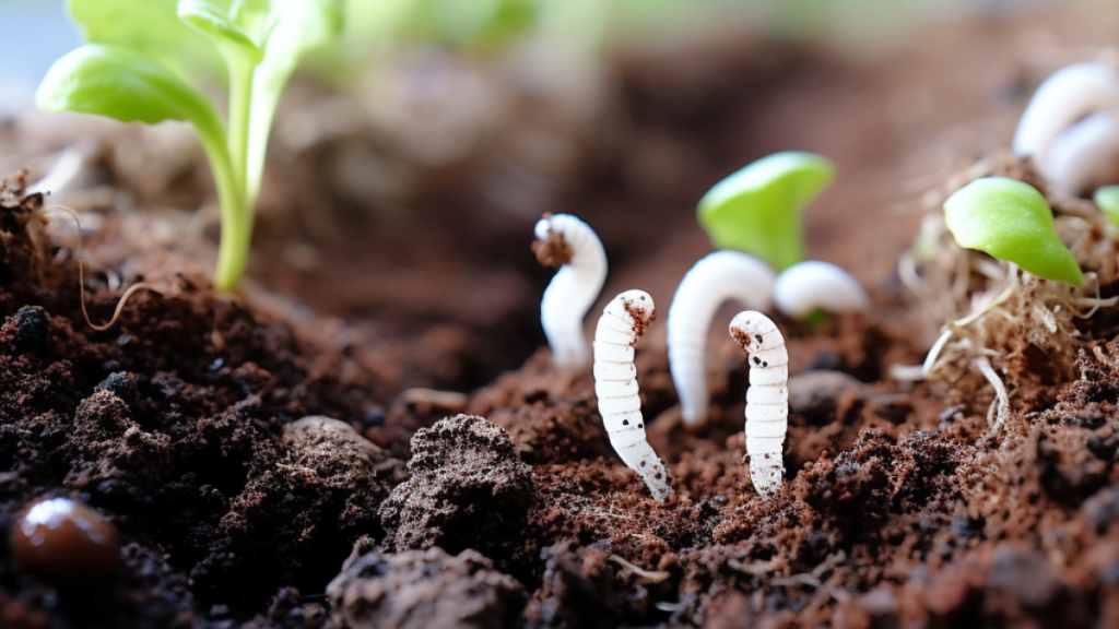 tiny white worms in soil